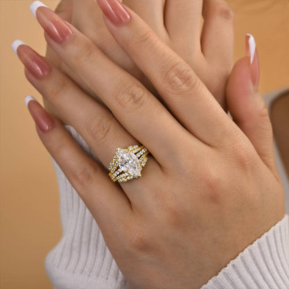 Beautifully Marquise Cut Insert Ring Set