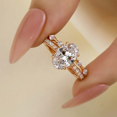 Attractive Oval Cut Wedding Ring Set