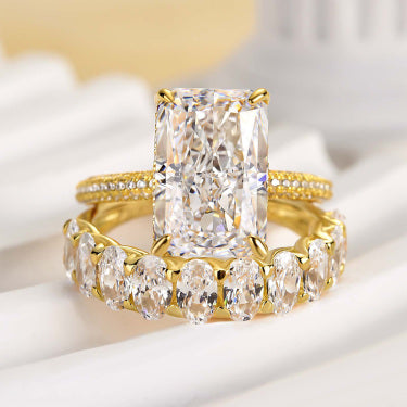 Luxurious Elongated Radiant Cut Ring Set