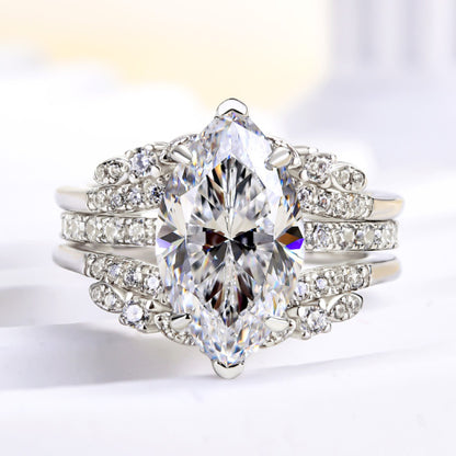 Beautifully Marquise Cut Insert Ring Set