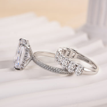 Luxurious Elongated Radiant Cut Ring Set