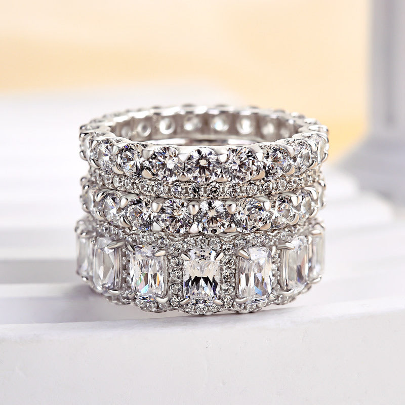 Luxurious Cushion Cut 4 Pieces Ring Set