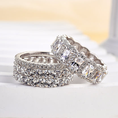 Luxurious Cushion Cut 4 Pieces Ring Set