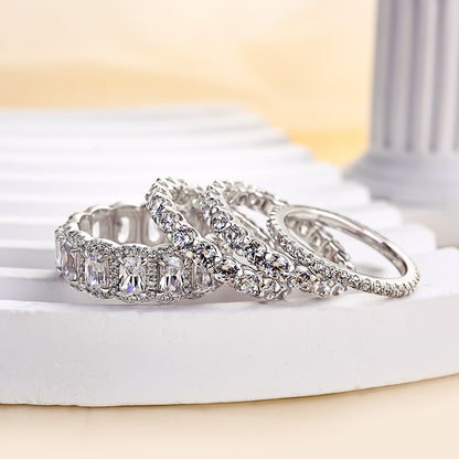 Luxurious Cushion Cut 4 Pieces Ring Set