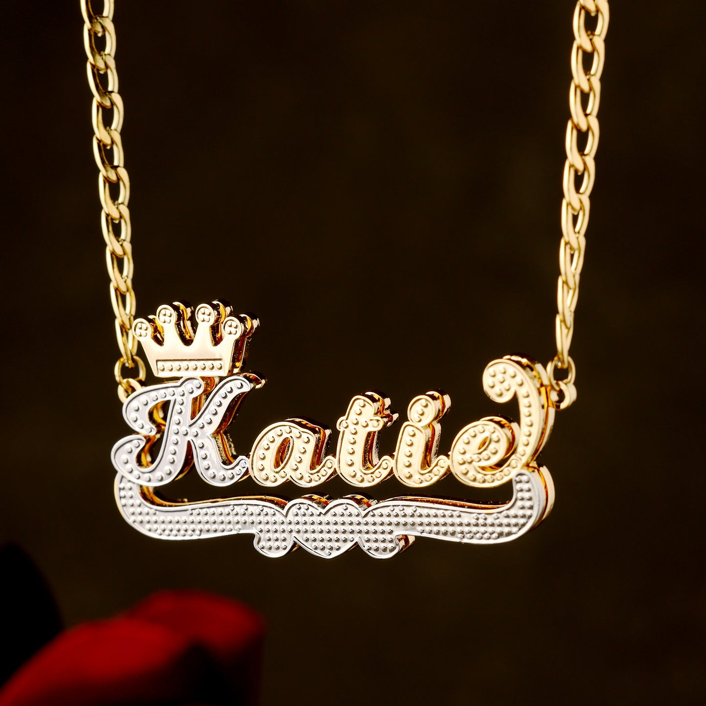 Double Plated Hearts Royal Name Necklace