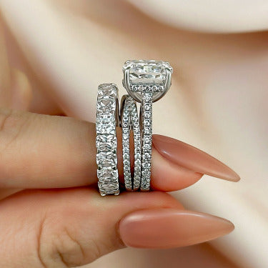 Gorgeous Cushion Cut 3 Pieces Ring Set