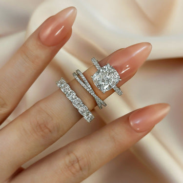 Gorgeous Cushion Cut 3 Pieces Ring Set