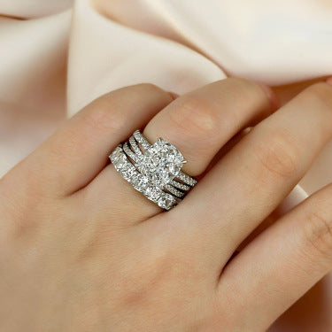 Gorgeous Cushion Cut 3 Pieces Ring Set