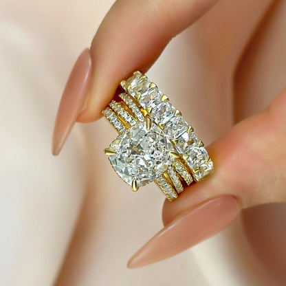 Gorgeous Cushion Cut 3 Pieces Ring Set