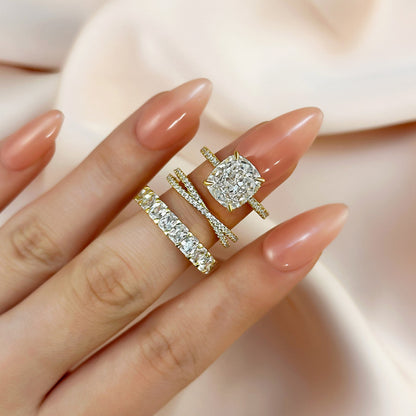 Gorgeous Cushion Cut 3 Pieces Ring Set