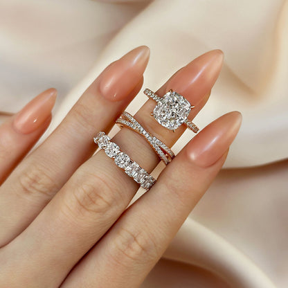 Gorgeous Cushion Cut 3 Pieces Ring Set