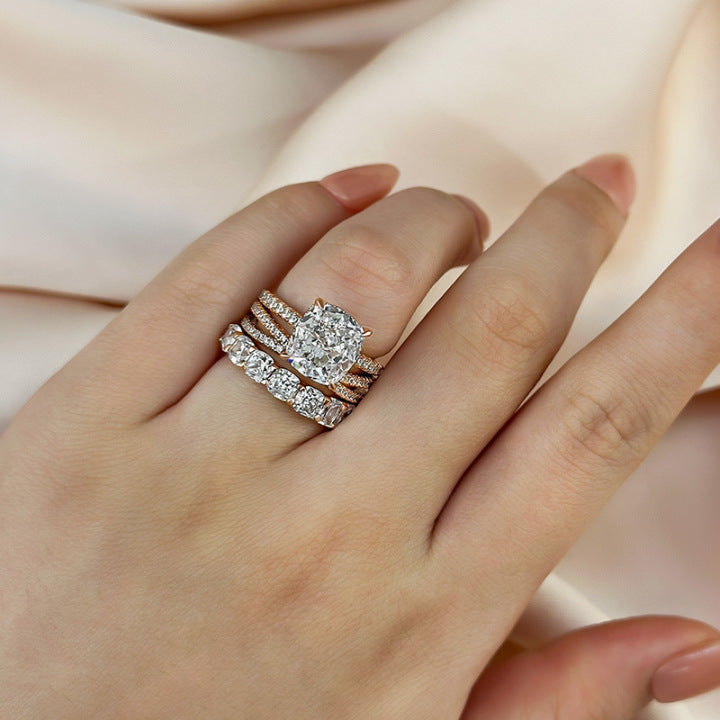 Gorgeous Cushion Cut 3 Pieces Ring Set