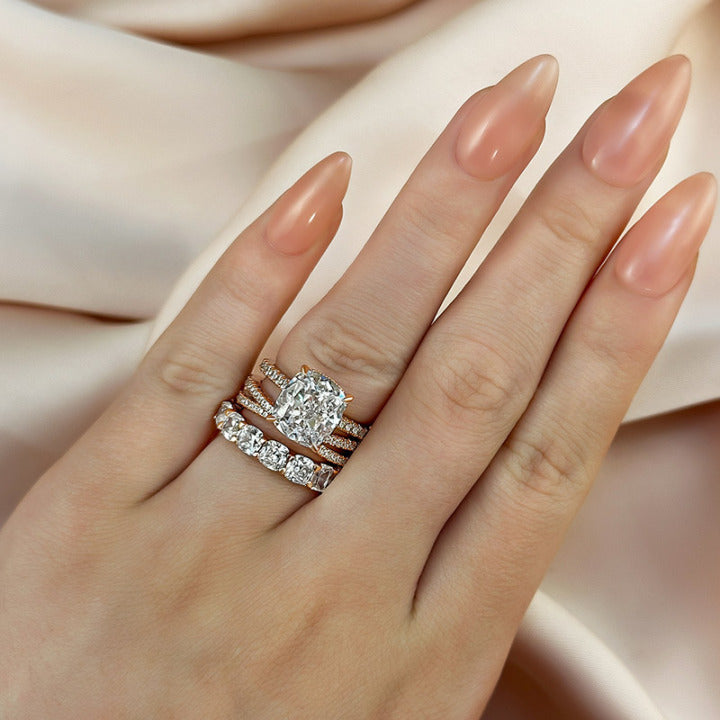 Gorgeous Cushion Cut 3 Pieces Ring Set