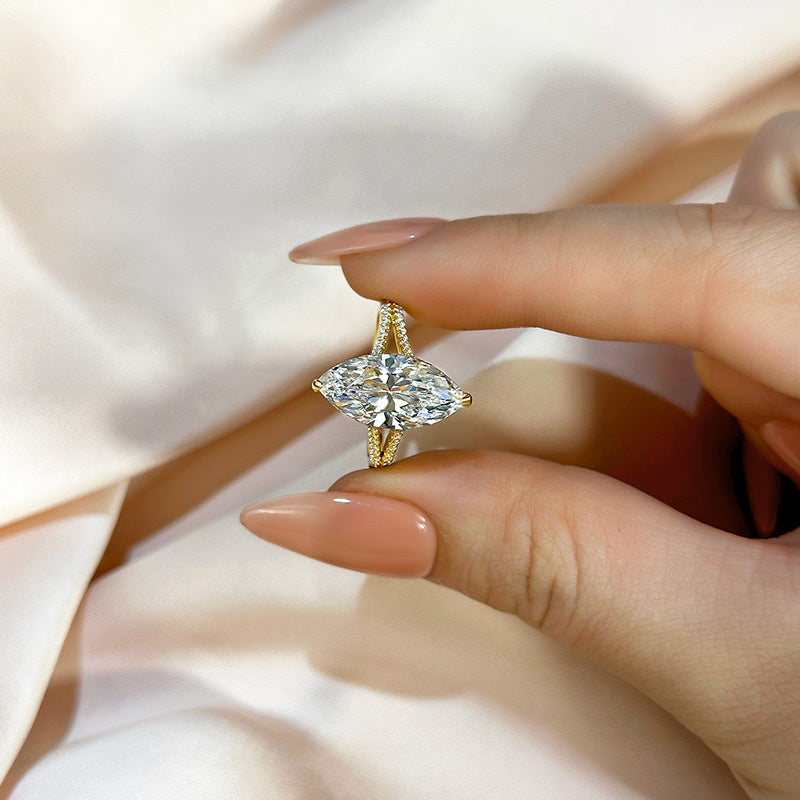 Exquisite Split Shank Marquise Cut Ring