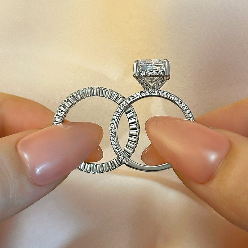 Elongated Radiant Cut Ring Set