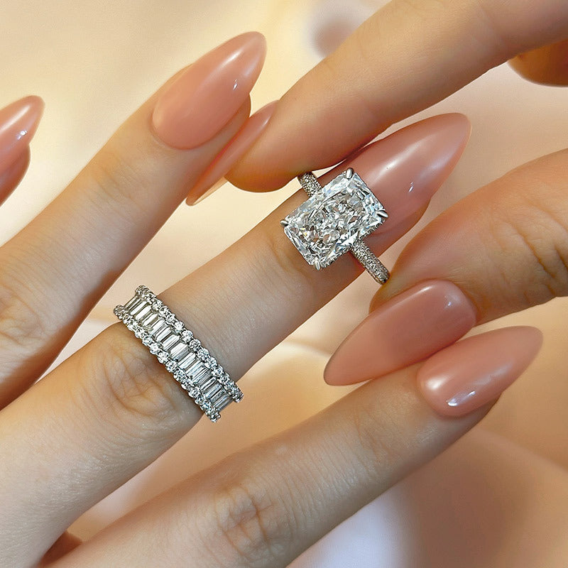 Elongated Radiant Cut Ring Set