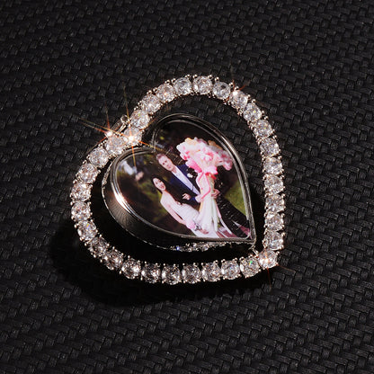 3D Heart Shaped Custom Rotating Picture Pendant