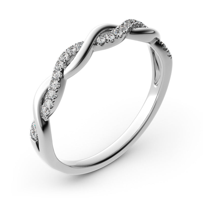 Twist Round Cut Sterling Silver Band Ring