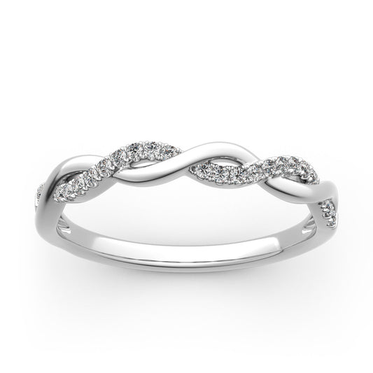 Twist Round Cut Sterling Silver Band Ring