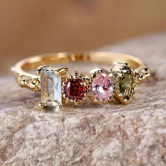 Personalized Multi-Gem Birthstone Emerald Ring