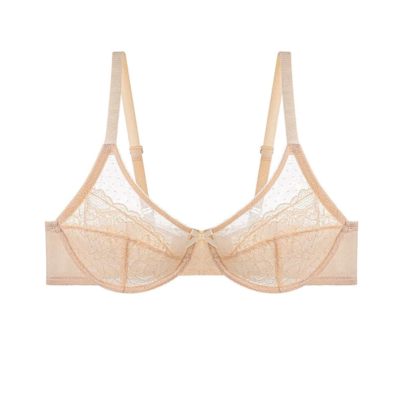 Enchante Floral Lace Unlined BreathableMesh Comfort Non-padded Full Coverage PlusSize Adjustable Straps Underwire Bra