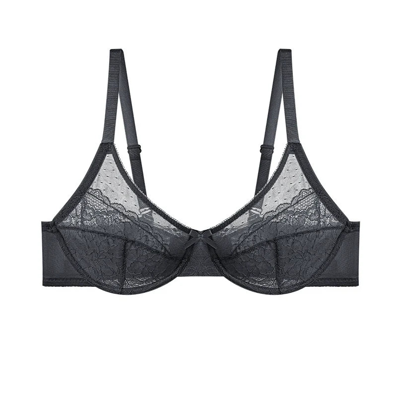 Enchante Floral Lace Unlined BreathableMesh Comfort Non-padded Full Coverage PlusSize Adjustable Straps Underwire Bra