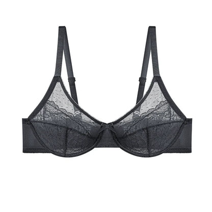 Enchante Floral Lace Unlined BreathableMesh Comfort Non-padded Full Coverage PlusSize Adjustable Straps Underwire Bra