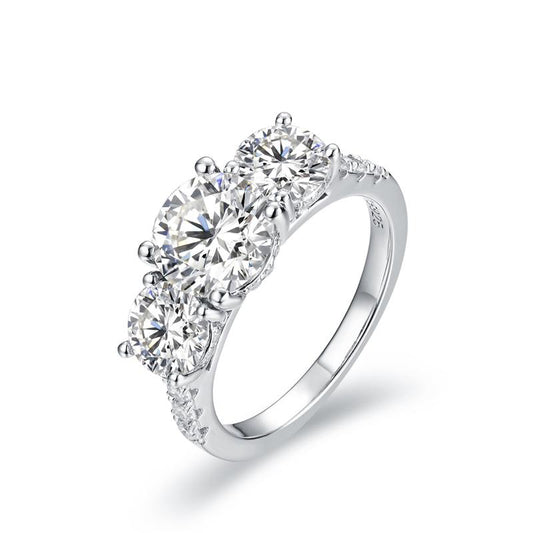 3 Stone All Synthetic Moissanite Ring