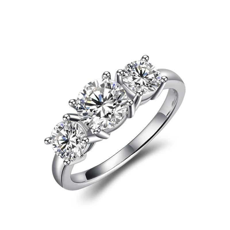 3 Stone All Synthetic Moissanite Ring