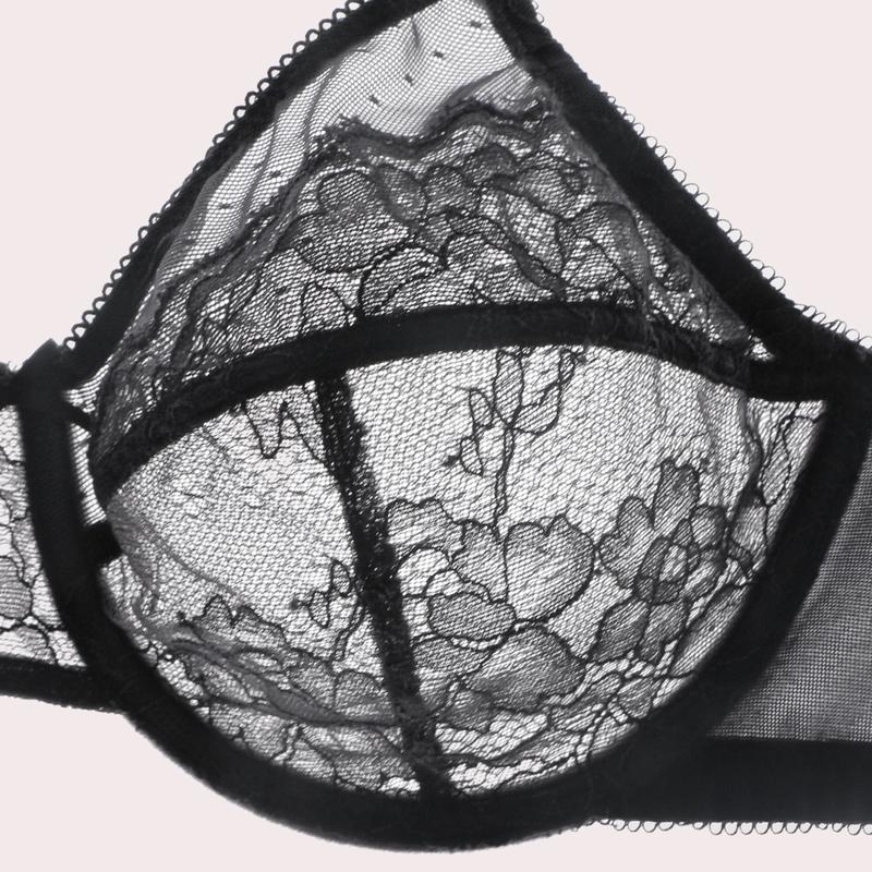 Enchante Floral Lace Unlined BreathableMesh Comfort Non-padded Full Coverage PlusSize Adjustable Straps Underwire Bra