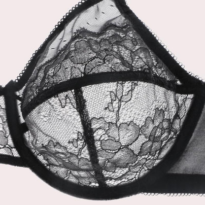 Enchante Floral Lace Unlined BreathableMesh Comfort Non-padded Full Coverage PlusSize Adjustable Straps Underwire Bra