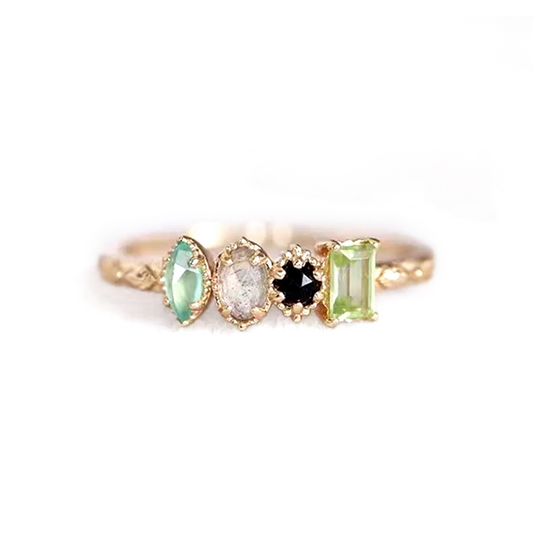 Personalized Multi-Gem Birthstone Emerald Ring