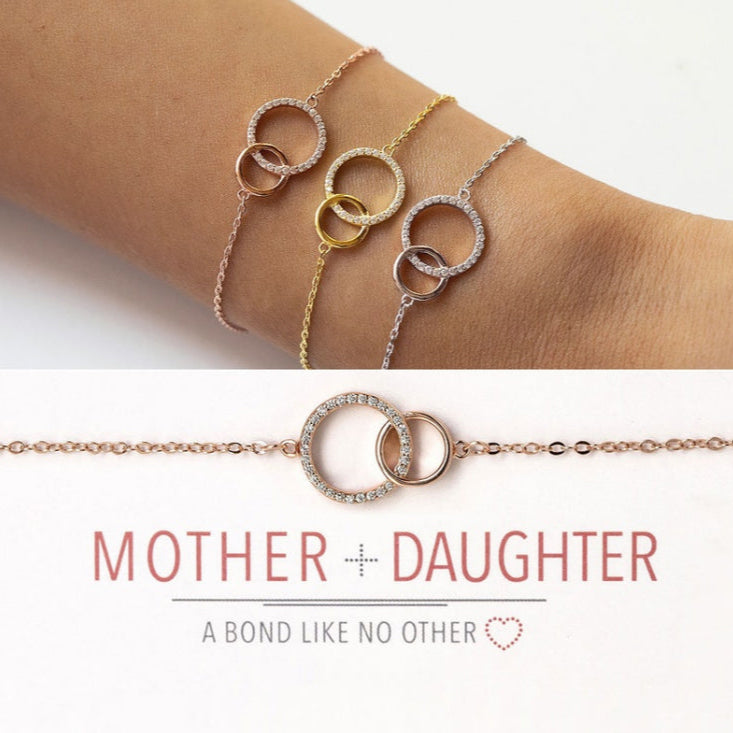 Mother Daughter Bracelet-Interlocking Circle Bracelet Jewelry Gift