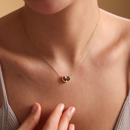 Minimalist Heart Birthstone Necklace