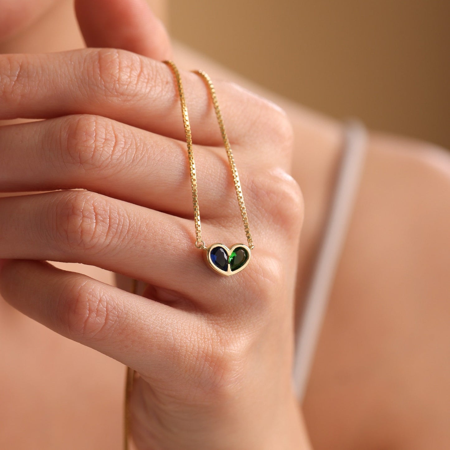 Minimalist Heart Birthstone Necklace