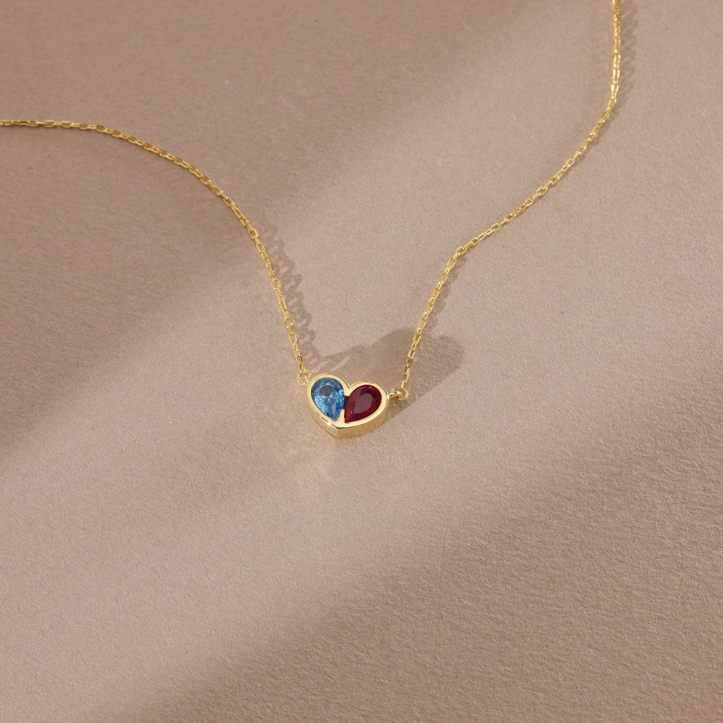 Minimalist Heart Birthstone Necklace