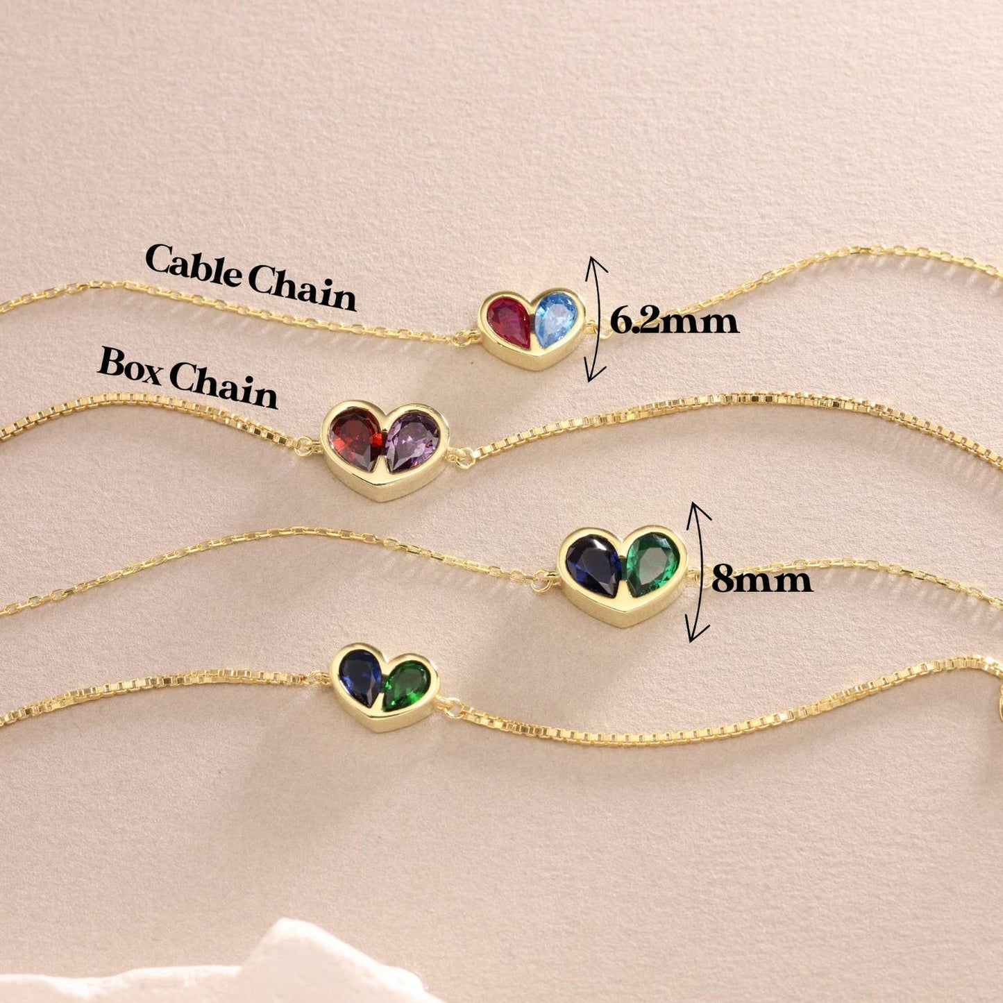 Minimalist Heart Birthstone Necklace