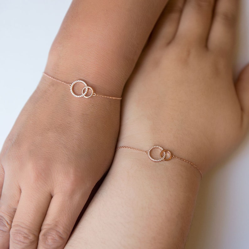 Mother Daughter Bracelet-Interlocking Circle Bracelet Jewelry Gift