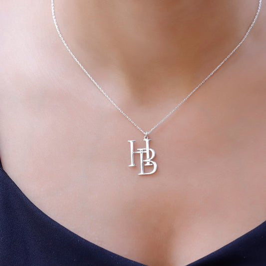 Two Interlocking Special Custom Design Letter Necklace