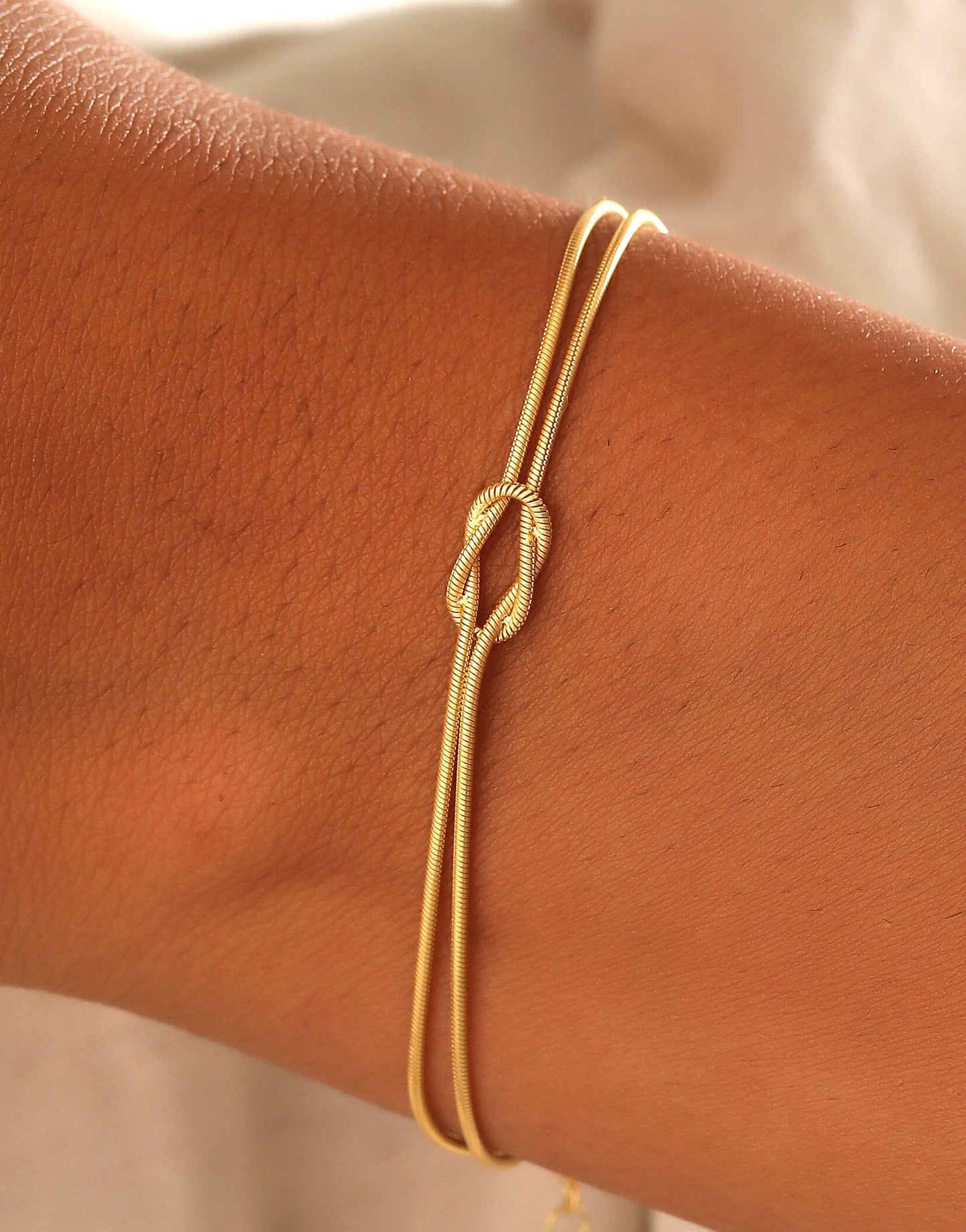 Filled Knot Bracelet with Snake Chain