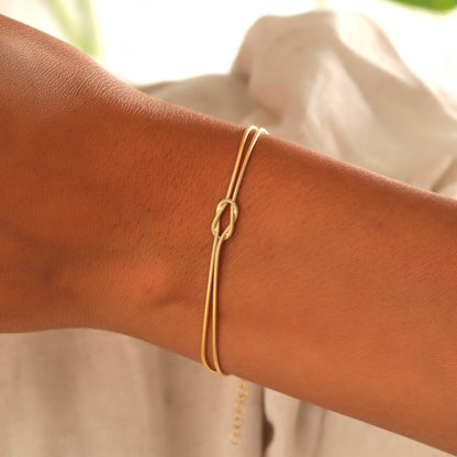 Filled Knot Bracelet with Snake Chain