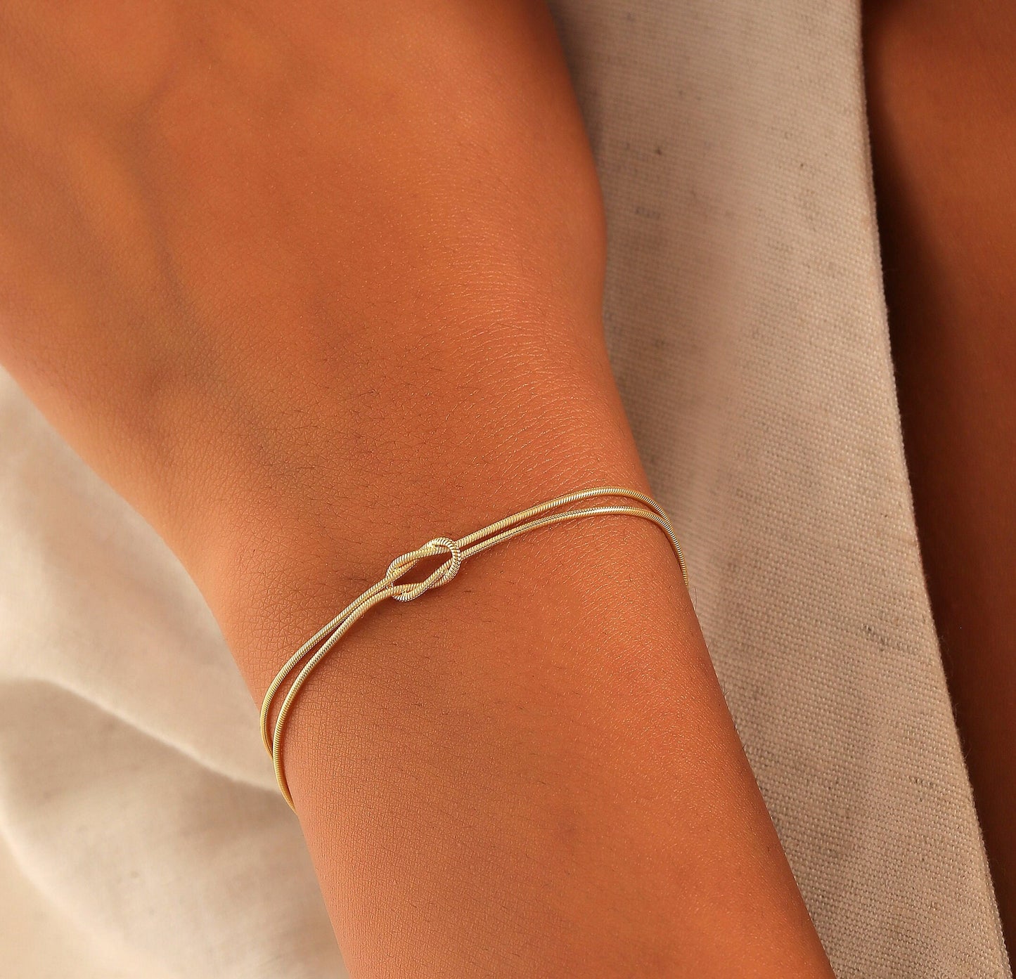 Filled Knot Bracelet with Snake Chain