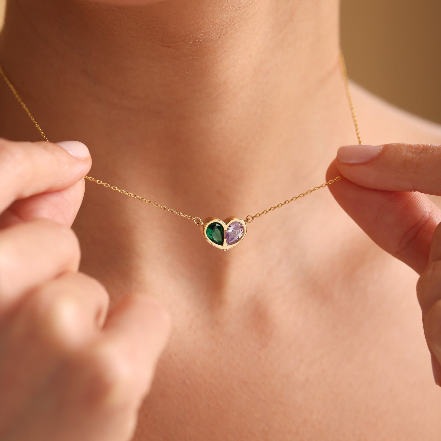 Minimalist Heart Birthstone Necklace