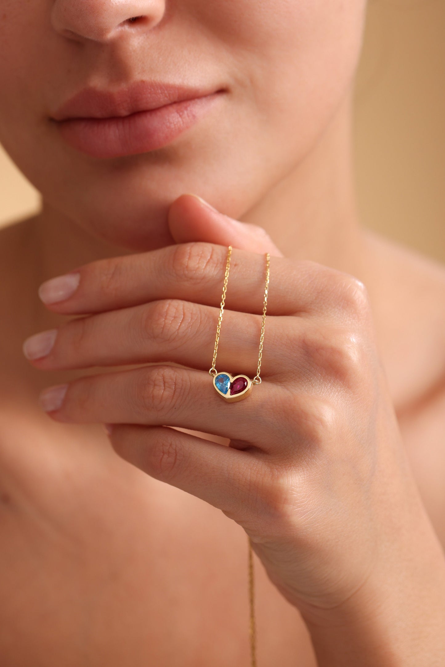 Minimalist Heart Birthstone Necklace