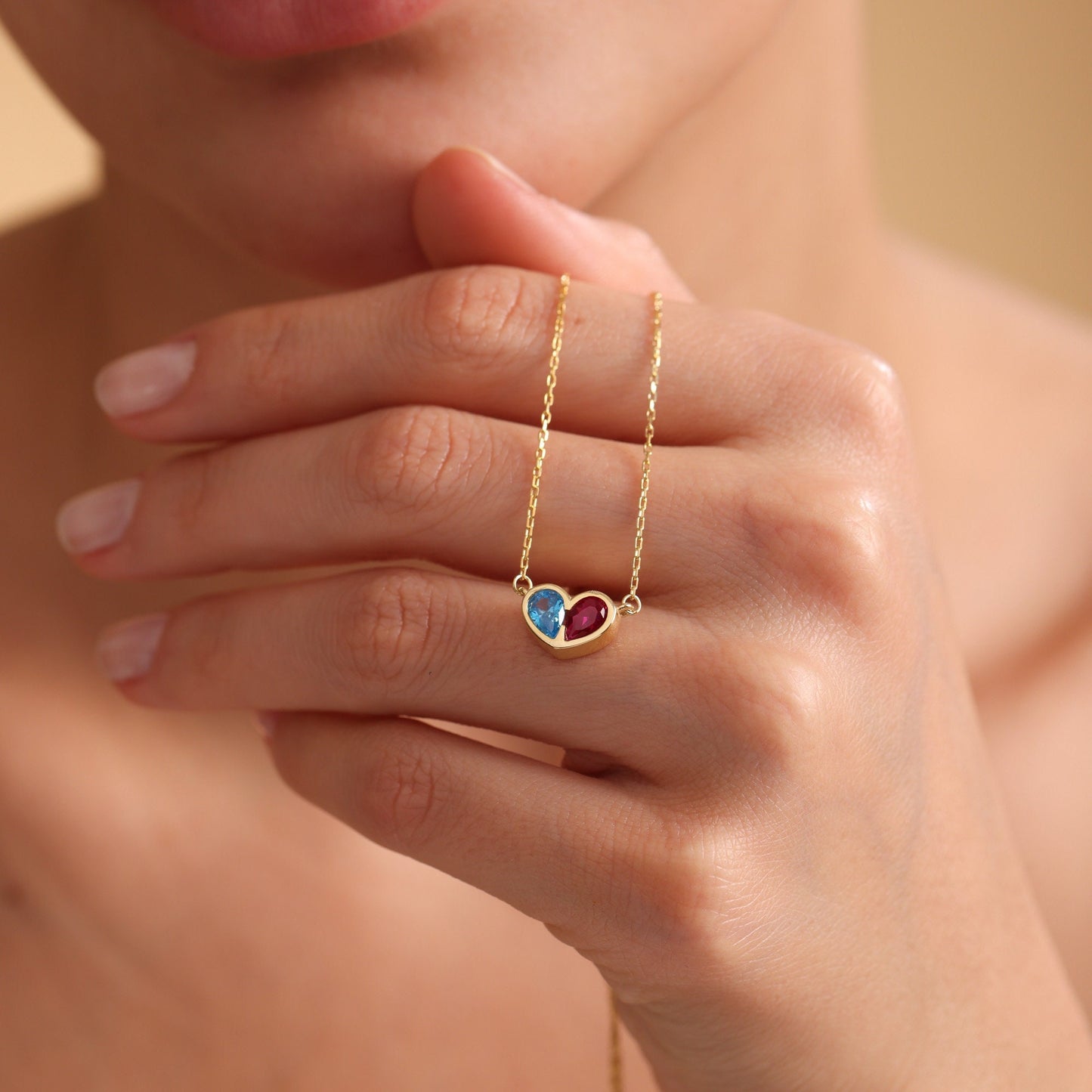 Minimalist Heart Birthstone Necklace