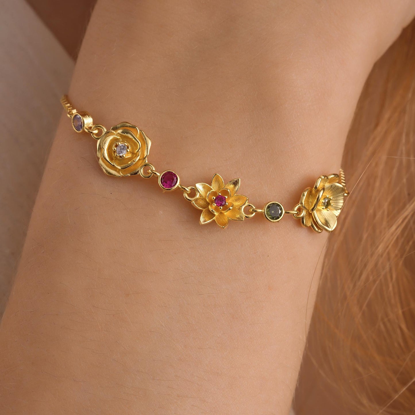 Multi Birth Flower Family Bracelet