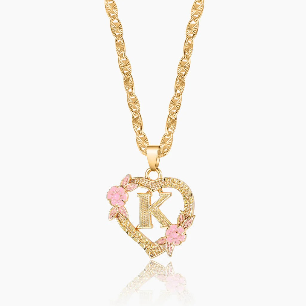 A-Z Letter Heart Shaped Initial Pendant Necklace