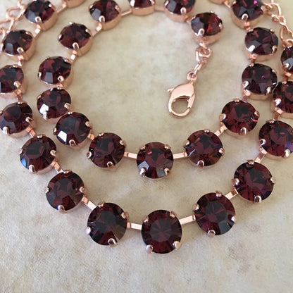 Velvet Wine: Crimson Crystal Tennis Necklace