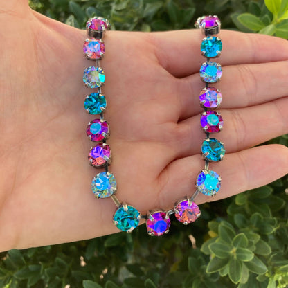 Ocean Twilight: Blue-to-Violet Crystal Necklace