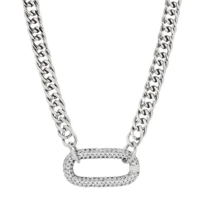 Exquisite Inlaid Pendant: Cuban Link Chain with Zircon Clasp